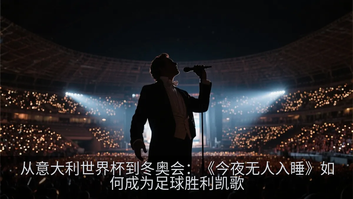 体育场灯光下的古典男高音演唱场景
