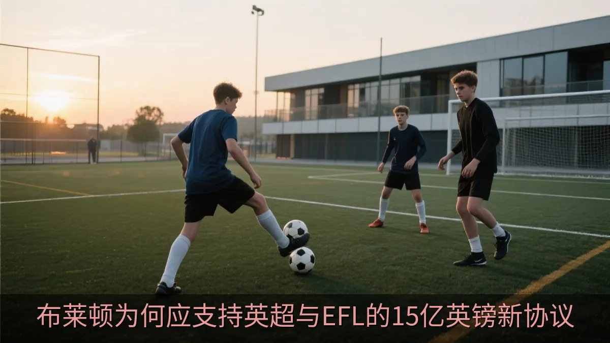年轻足球运动员在训练场上准备比赛的画面